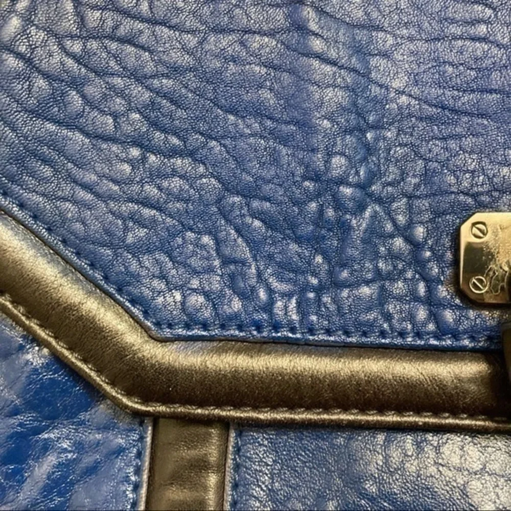 Tory Burch blue black colorblock shoulder bag gunmetal hardware